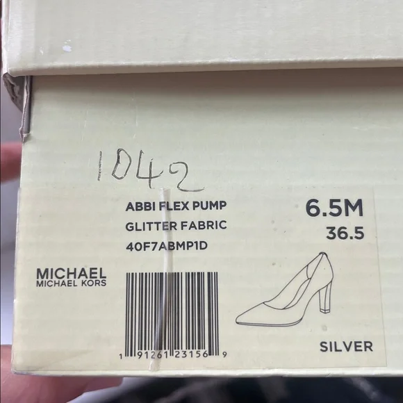 Michael Kors Abbi Flex Silver Glitter Pointed Toe Pumps - Picture 7 of 9